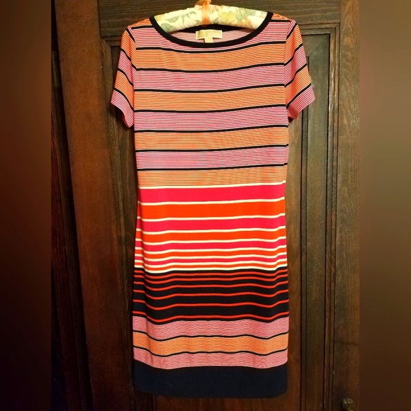 Michael Kors Stripe Stretch Shift Dress - Sz Sm - Picture 1 of 4